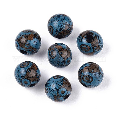 Бусины из дерева схима в богемном стиле с принтом WOOD-T032-31B-1