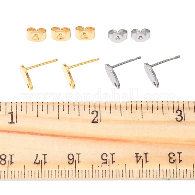 16 шт. 2 цвета 201 нержавеющая сталь фурнитура для сережек-гвоздиков с отверстием EJEW-FS0001-19-1