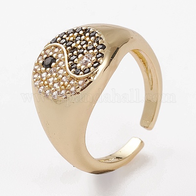 Латунные микро проложить манжеты кольца кубического циркония RJEW-C101-10-1