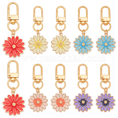 10 шт. 5 стиля ромашка сплав эмалированный кулон украшение HJEW-PH02102-1