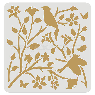 Wholesale FINGERINSPIRE Bird on Branch Stencil for Painting 30x30cm  Reusable Birds Tree Branches Stencil Birds Drawing Stencil Flower Stencil  for Painting on Wood 
