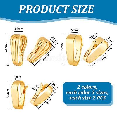 12 шт. 6 стиля 925 застежки-кнопки из стерлингового серебра STER-PH0003-74-1