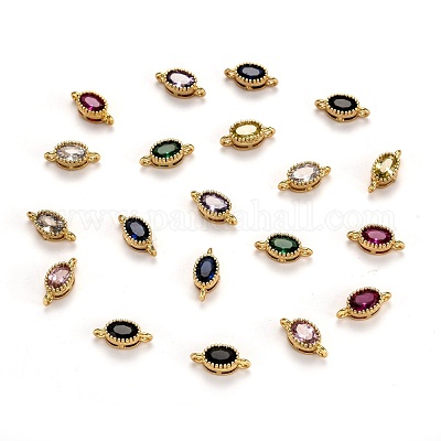 Настоящие 18k позолоченные латунные соединители с микропаве с кубическим цирконием ZIRC-L100-013G-1