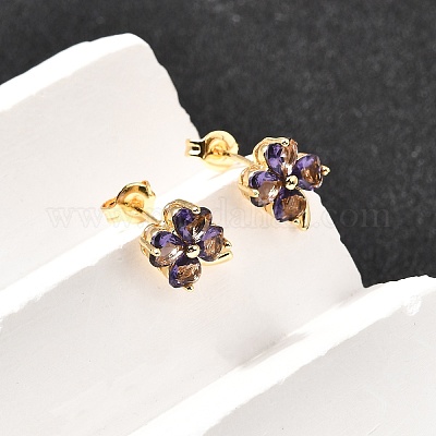 Серьги-гвоздики в виде цветка из латуни EJEW-A135-10G-1