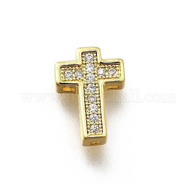 Латунные микро проложить кубического циркония бусы KK-P295-21G-1