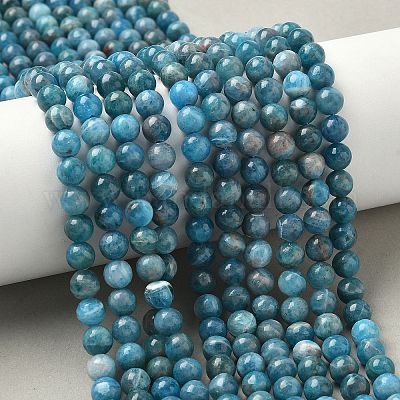 Круглые бусины пряди природного апатита G-K068-02-6mm-02-1