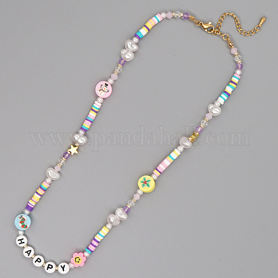 Рождественская тематика стекло и искусственный жемчуг и латунь счастливые бусины хейши ожерелья GF3195-5-1