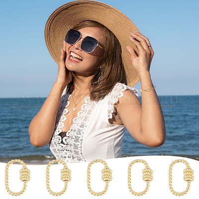 6 шт. латунные подвески-замки с винтовым карабином KK-UN0002-04-1