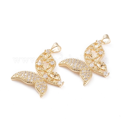 Латунные микропаве прозрачные подвески с фианитом KK-F814-13G-1