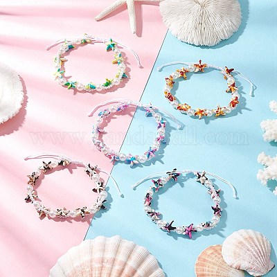 Браслеты из бисера и бусин для женщин из искусственного бисера и искусственного жемчуга из окрашенной синтетической бирюзы и АБС-пластика BJEW-JB11906-1