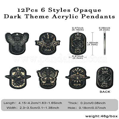 12 шт. 6 стиля непрозрачных темных акриловых подвесок OACR-CJ0002-09-1
