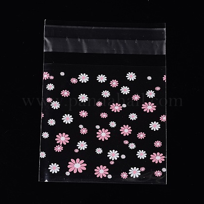 1 Unit White Flower Pattern Rectangle OPP Cellophane Bags For Packing 13.1x9.9cm 