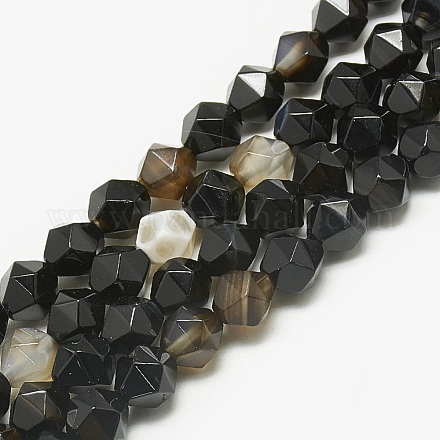 Chapelets de perles perles en agate noire naturelle G-S300-78A-6mm-1