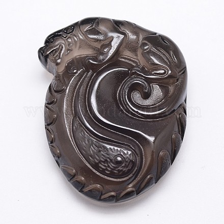 Natural Ice Crystal Obsidian Carven Pendants G-A169-013-1