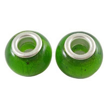 Perline rondelle europee fatte a mano di colore giallo verde X-PDL010J-8-1