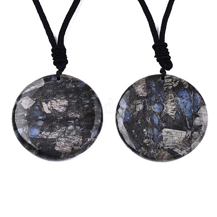 Colliers pendentif opale bleue africaine naturelle NJEW-S421-017-1