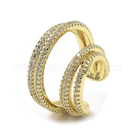 Rack Plating Brass Micro Pave Cubic Zirconia Cuff Earring EJEW-H117-01G-1