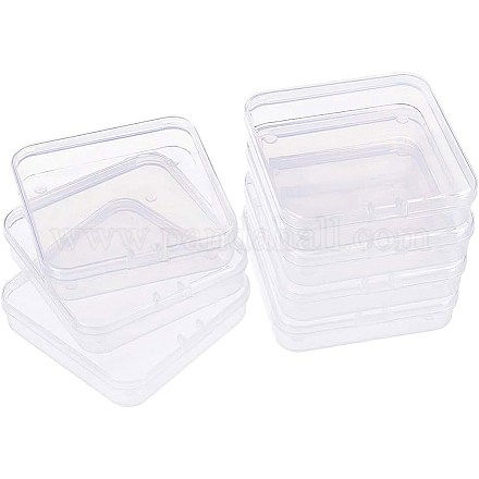 Benecreat 14パックの正方形の透明なプラスチックビーズ収納容器ボックスケース、小物用の跳ね上げ式の蓋付き  丸薬  ハーブ  小さなビーズ  宝石のパーツ（7.2 x 7.2 x 1.7cm） CON-BC0004-49-1
