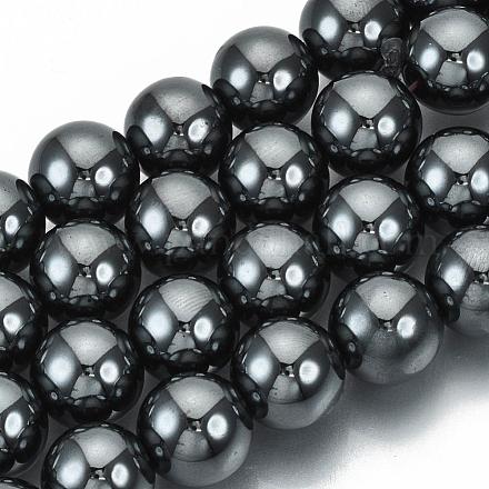 Non-magnetic Synthetic Hematite Beads Strands G-Q892-12mm-1