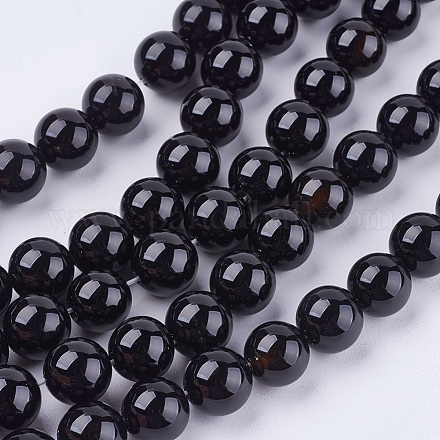 Brins de perles d'onyx noir naturel X-G-H1567-10MM-1