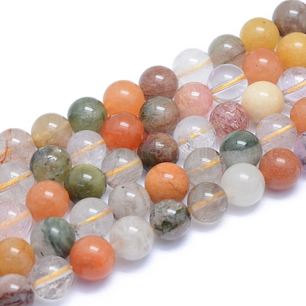 Chapelets de perles en quartz de rutile naturel G-L552H-05C-1