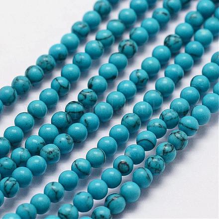 Kunsttürkisfarbenen Perlen Stränge G-N0210-01-3mm-1
