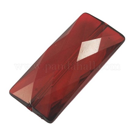 Dark Red Transparent Faceted Rectangle Acrylic Beads X-PL693Y-1-1