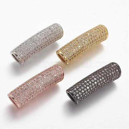 Perles tubes en laiton avec zircone cubique de micro pave ZIRC-N025-58-1
