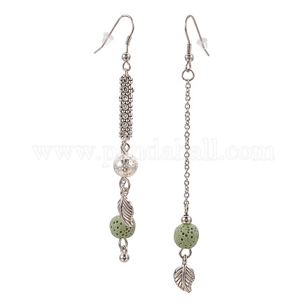 (vente de bijoux fêtes d'usine) boucles d'oreilles pendantes en pierre de lave synthétique EJEW-F184-02AS-1