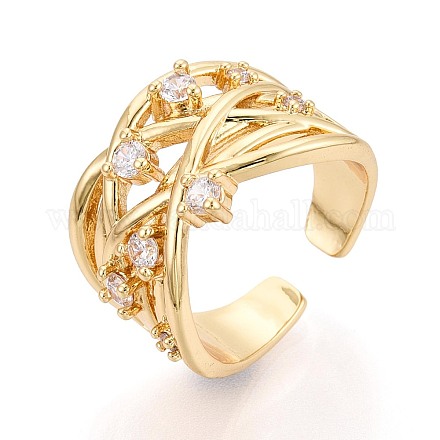 Открытые манжеты из латуни с микропаве и прозрачным фианитом KK-T079-61G-1