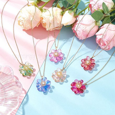 6 шт. 6-х цветные стеклянные подвески-ожерелья NJEW-MZ00113-1