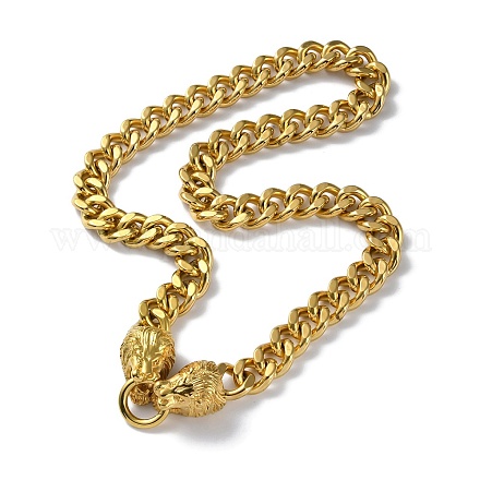 Ion Plating(IP) 304 Stainless Steel Cuban Link Chain Necklaces NJEW-P288-18G-1
