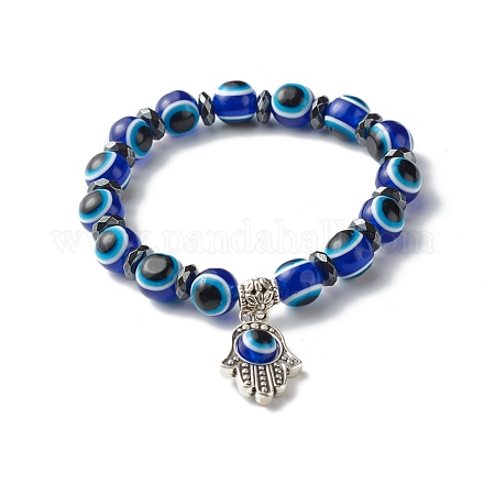 Bracelet extensible en perles de résine mauvais œil pour fille femme BJEW-JB06762-01-1