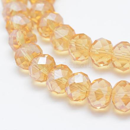 Chapelets de perles en verre électroplaqué GLAA-P312-07-6x8mm-06-1