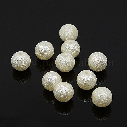 Round Crapy Exterior Imitation Pearl Acrylic Beads OACR-D002-1