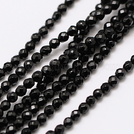 Brins de perles d'onyx noir naturel X-G-A129-3mm-25-1