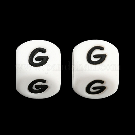20Pcs White Cube Letter Silicone Beads 12x12x12mm Square Dice Alphabet Beads with 2mm Hole Spacer Loose Letter Beads for Bracelet Necklace Jewelry Making JX432G-1