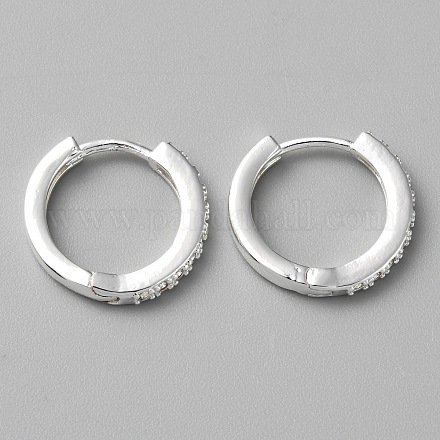 Латунные микро проложить серьги обруча кубического циркония EJEW-WH0010-13C-S-1