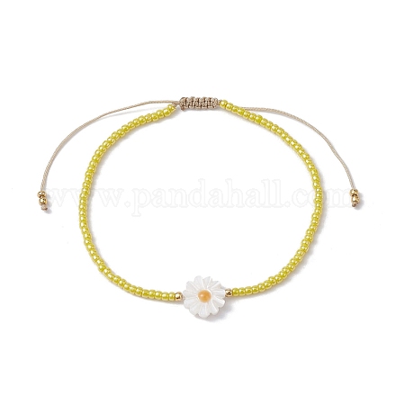 Bracelets de perles tressées en coquillage naturel et graines de verre BJEW-JB09921-01-1