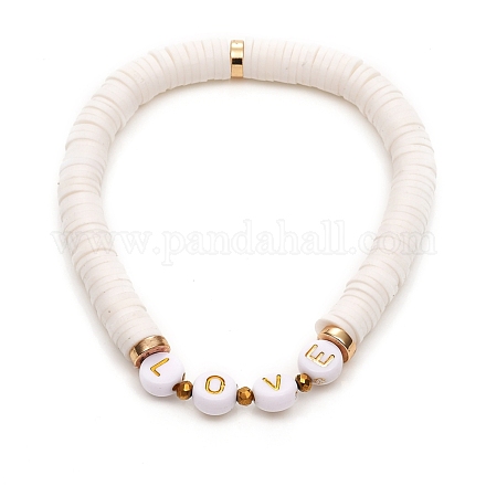 Bracelets élastiques faits à la main de perles heishi en pâte polymère BJEW-JB05306-02-1