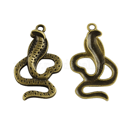 Tibetan Style Alloy Snake Pendants TIBEP-Q041-139AB-NR-1