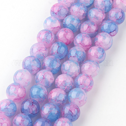 Baking Painted Crackle Glass Beads Strands X-DGLA-Q023-8mm-YS55-1