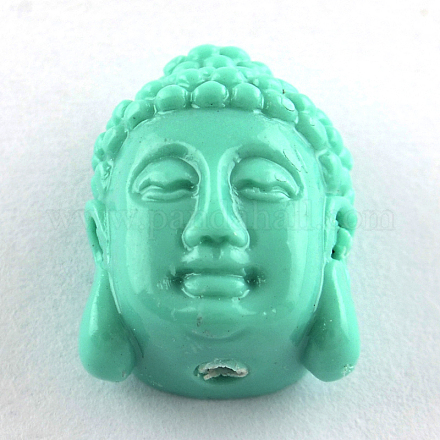 Perline di corallo tinto Buddha head sintetico X-CORA-R011-15F-1