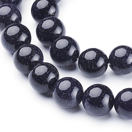 Chapelets de perles en pierre d'or bleue synthétique X-GSR14mmC053-1