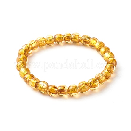 Bracelets extensibles faits à la main avec des perles de verre en feuille d'argent BJEW-JB06464-03-1