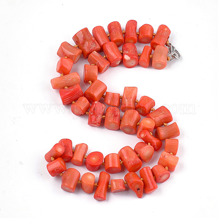 Sea Bamboo Coral(Imitation Coral) Beaded Necklaces NJEW-S414-41-1