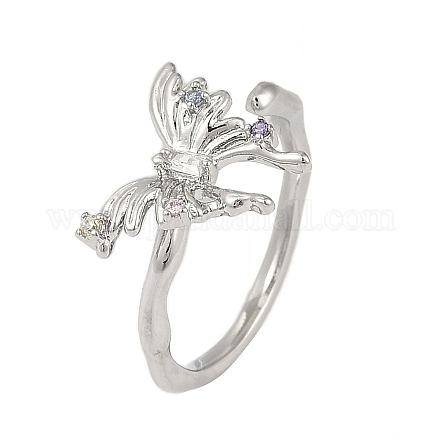 Манжеты из латуни с микро паве кубический цирконий для женщин RJEW-F164-02P-1