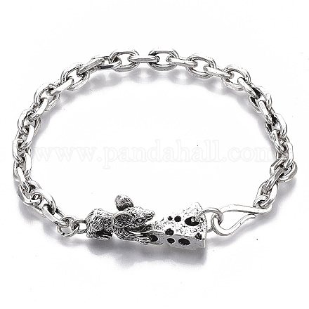 Men's Alloy Cable Chain Bracelets X-BJEW-T014-03-1