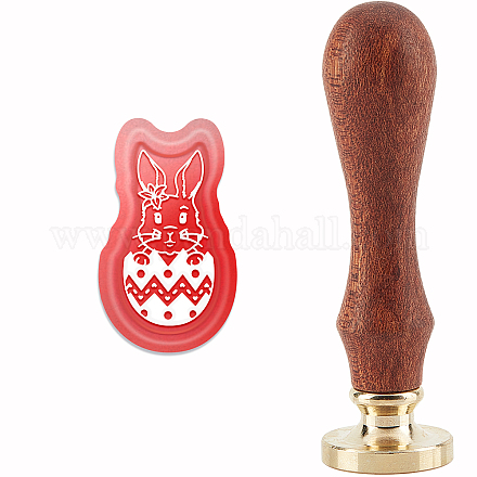 CRASPIRE Easter Egg Wax Seal Stamp Bunny Sealing Wax Stamp Head with Universal Wood Handle for Invitations Cards Bottle Gift Business Thanks Scrapbooking Decor AJEW-WH0192-055-1