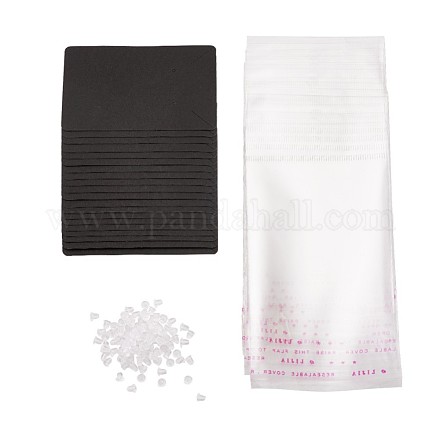 紙のアクセサリーディスプレイカード  ピアスに使用  長方形  プラスチック製のピアスキャッチで  セロハンのOPP袋  ブラック  90x60x0.1mm CDIS-TAC0001-06A-1